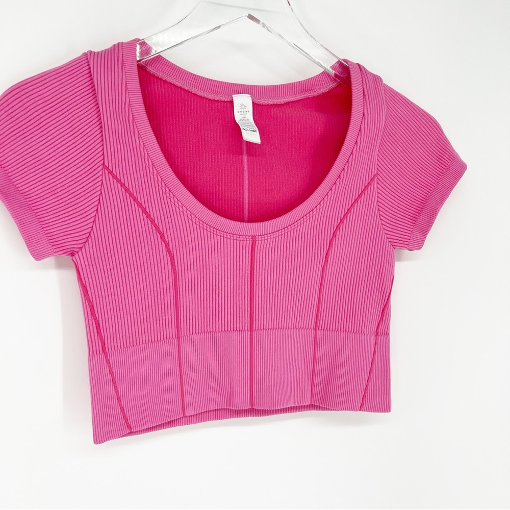Aerie Ribbed Cropped Top S Pink - Picture 4 of 6